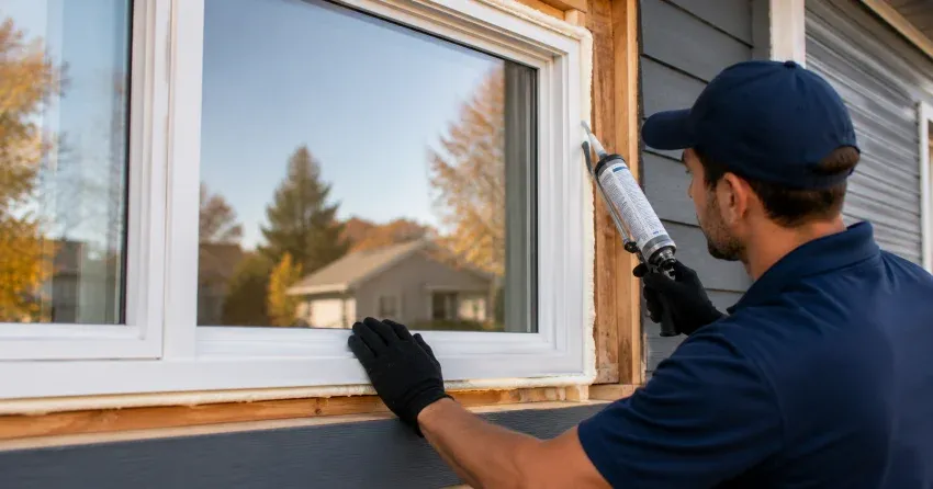 technician installing a new vinyl window in Whitchurch-Stouffville