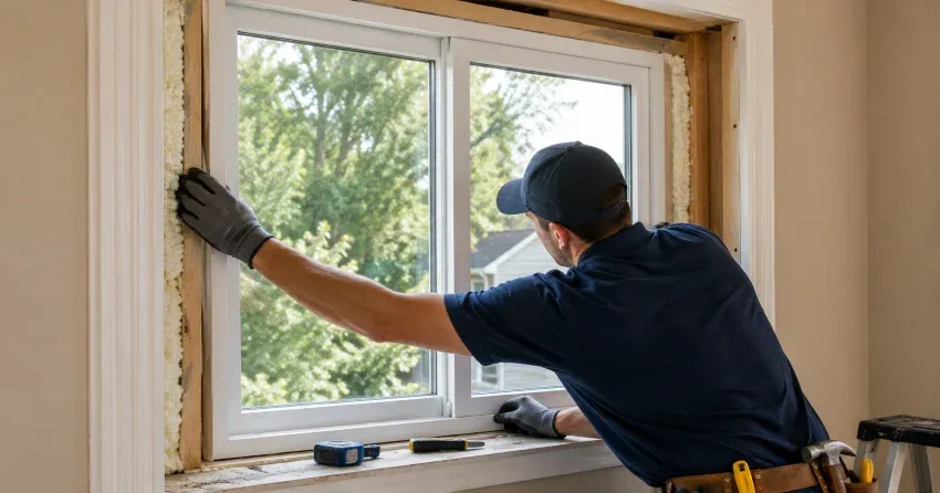 close-up of Low-E glass coating on an insulated window Wesley Corners, Whitchurch-Stouffville