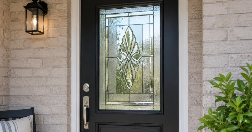 technician replacing a cracked decorative glass panel in Pleasantville, Whitchurch-Stouffville