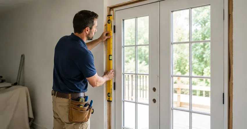 newly installed French doors with divided glass panes in Bloomington, Whitchurch-Stouffville