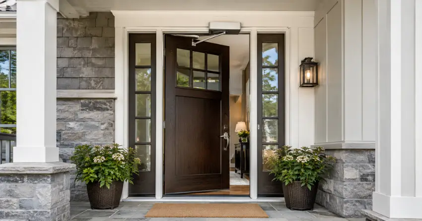 residential automatic door opener installed on exterior entry door in Whitchurch-Stouffville