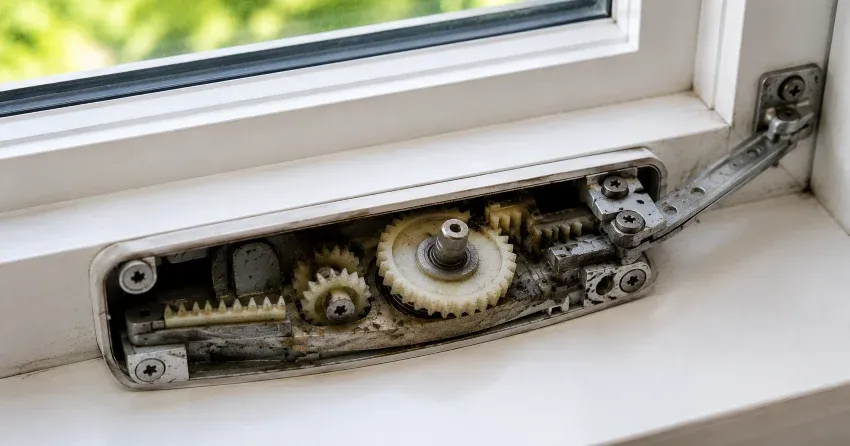 technician replacing casement window crank operator in Gormley, Whitchurch-Stouffville home
