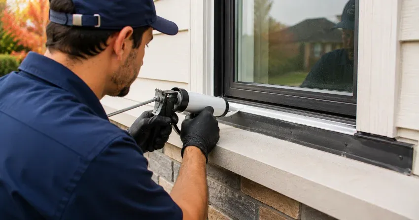 technician inspecting window flashing for leak source in Gormley, Whitchurch-Stouffville
